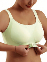 Wire-free Front Button Buckle Bra LightGreen